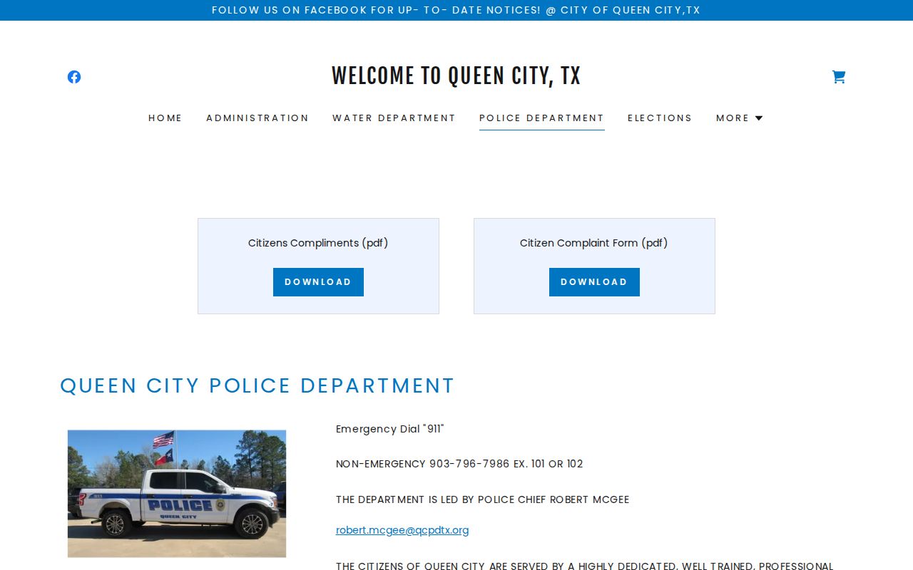 Queen City warrant records reference, official police public-contact page